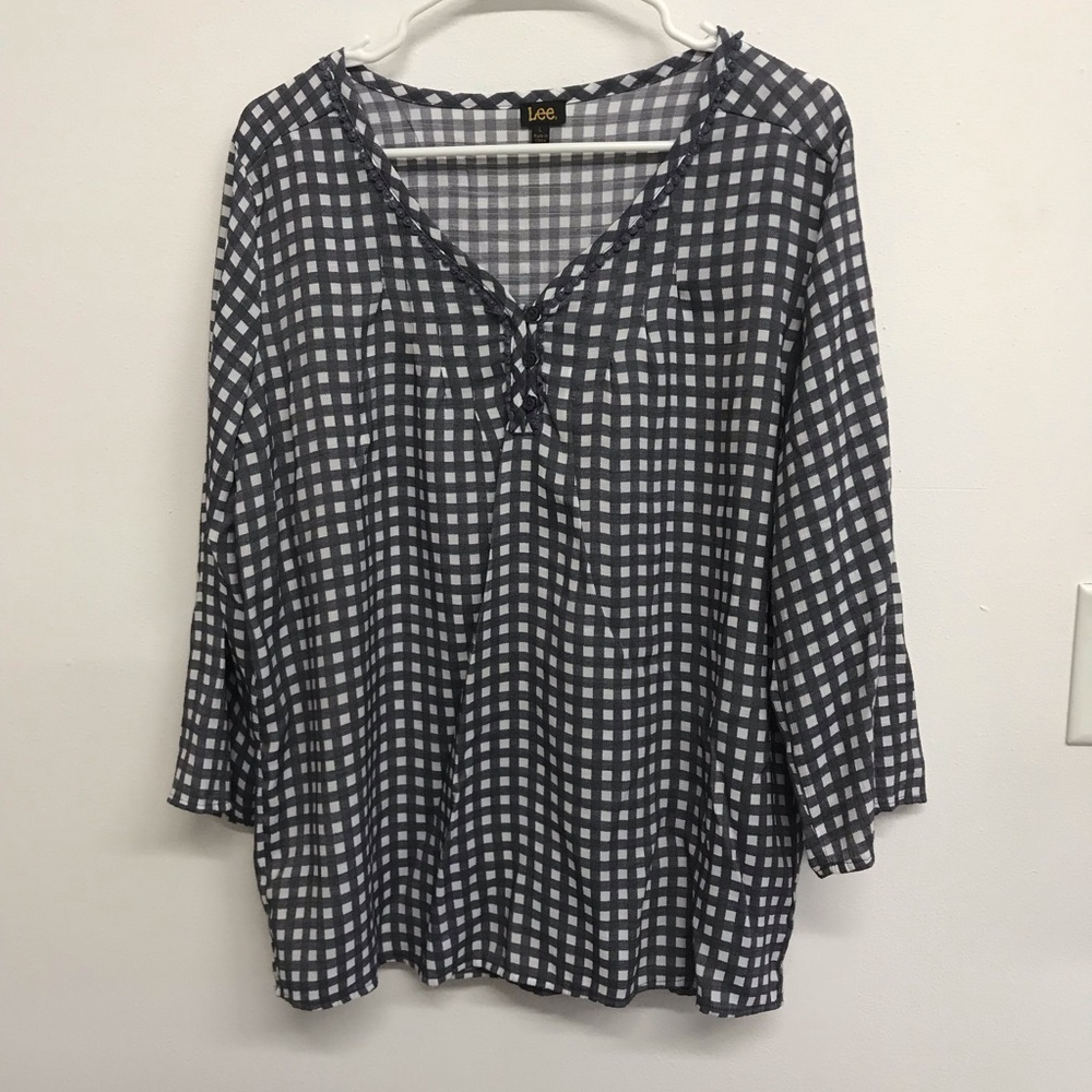 Lee Plaid Grey’s Blouse Women’s Large
